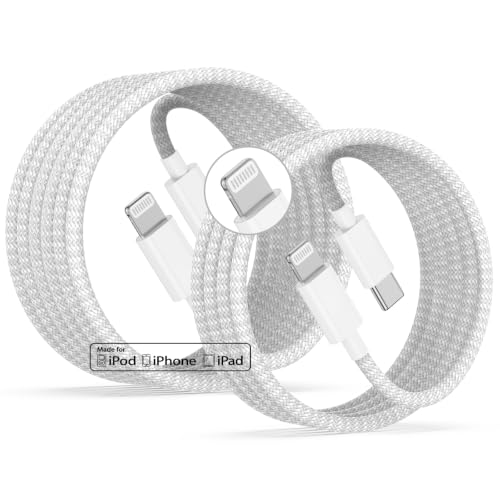 Image of USB C to Lightning Cable, [Apple MFi Certified] iPhone Braided Fast Cable | 2Pack 6FT+10FT Power Delivery Type C Charging Cord for iPhone 14 13 12 11Pro Max /XS /Max /XR /8 /7 Plus SE, iPad Air /Pro