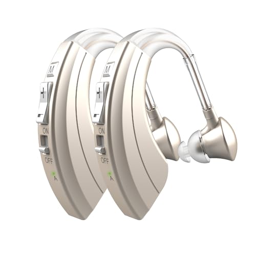 HIBRIQ Rechargeable Sound Devices for Seniors, Noise Cancelling and Volume Adjustable, BTE Comfort Design Hearing Device