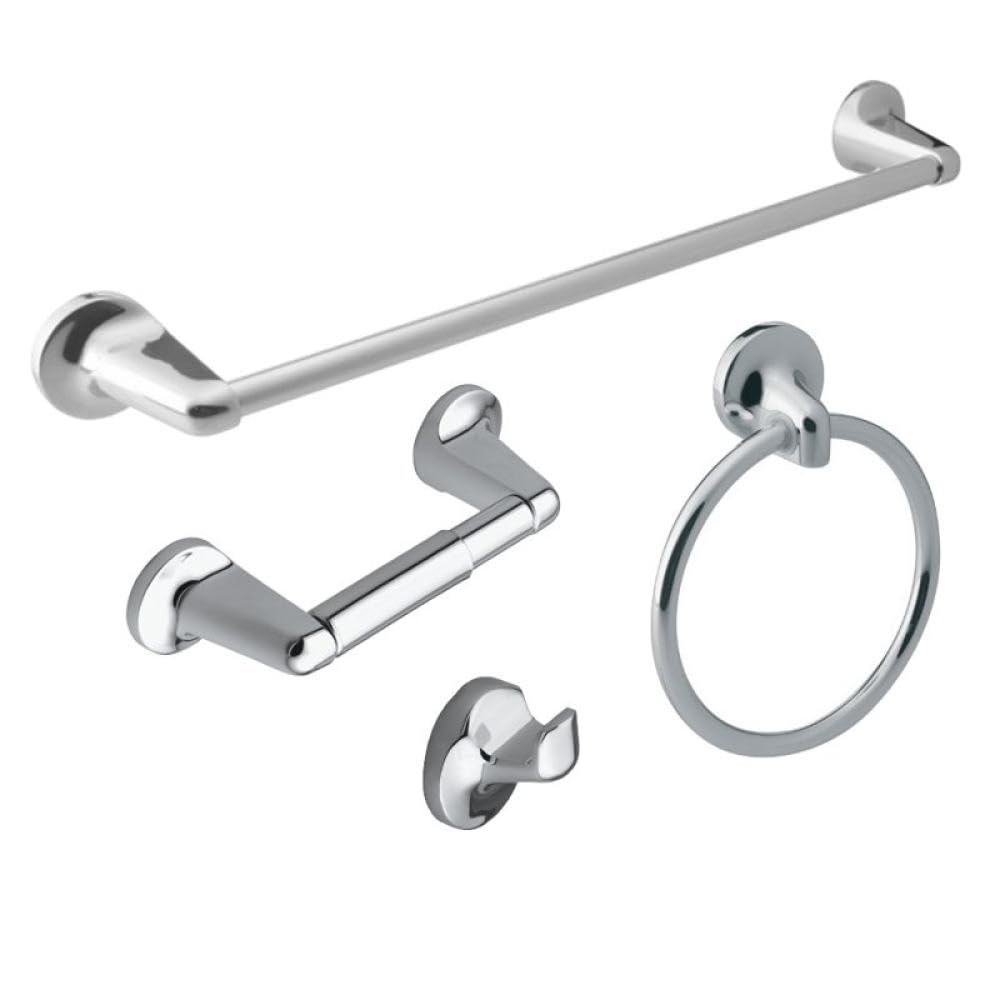 Kit ferramenta per bagno in cromo lucido 4 pezzi, cromo lucido
