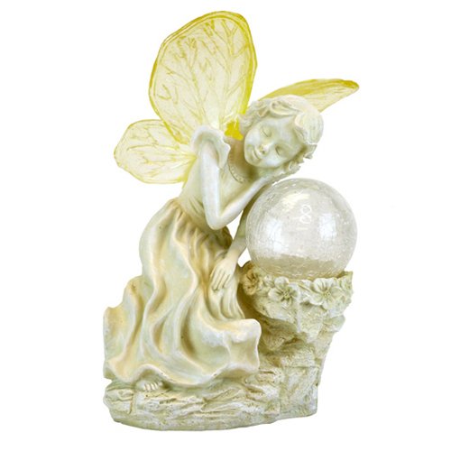 GTMax Solar Powered Girl Figurine with LED Crystal Ball