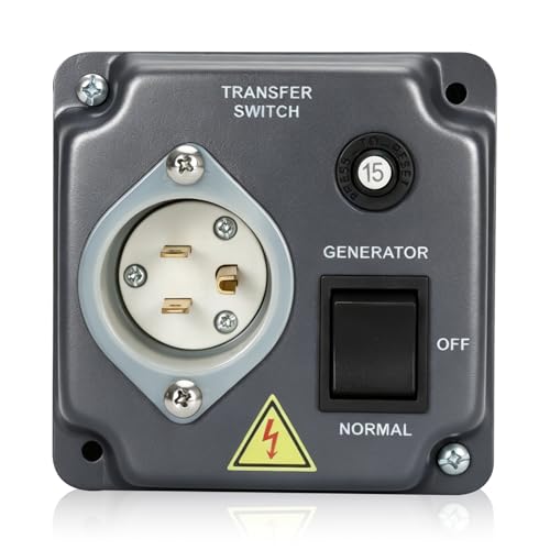 Image of 15 Amp 125V Manual Generator Transfer Switch for 120V Portable Generators, Power Stations,Solar Systems, Pre-Wired Generator Transfer Switch for Home, RV, and Outdoor Emergency Power Needs