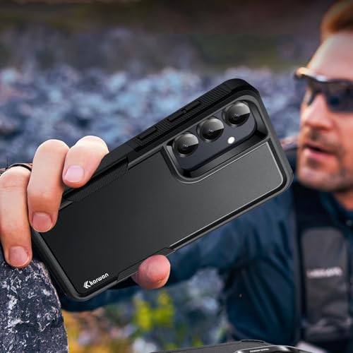 Image of KARWAN Shockproof Back Case Cover Compatible with Samsung Galaxy S24 FE, Heavy Duty Case with 360 Degree Camera Protection, Dual Layer Rugged Bumper Protection Cover with Matte Finish (Black)