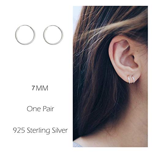Sterling Silver Hoop Earrings Cartilage Piercing Earring Small Round Set for Women Men3