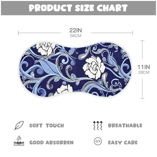 Flowers Boho Elegant Dark Blue Burp Cloths for Babies Burp Rag Cotton Spit Up Rag for Baby Newborns Girl4