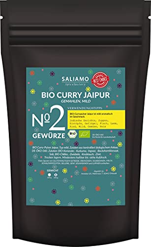 100g BIO Curry Jaipur gemahlen mild, Premium Currymischung,zu Wokgerichten, Pfannengerichten,...