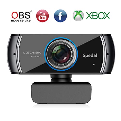 Full HD 1080P/30fps Webcam with Built-in Dual Analog Microphones, 100° Extend Angle Spedal