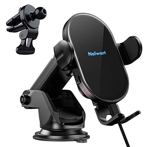 Nalwort Wireless Car Charger Auto Clamping with Air Vent and Dashboard Mount 15W Qi Fast Charge Wireless Car Charger Mount Compatible for iPhone 12/12 Pro Max/11, Samsung S20/S10/S9, Note 20 and More