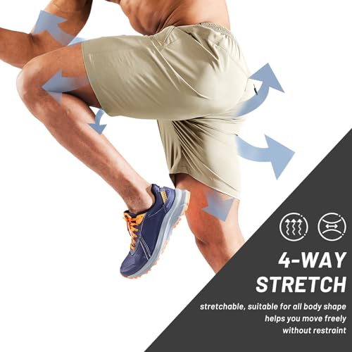 Image of MIER Men's Quick Dry Running Shorts with Zipper Pocket Elastic Waist Athletic Workout Exercise Shorts