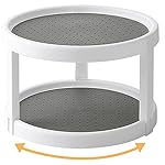 Lazy Susan Organizer, 2 Tier Non Skid Spice Rack Turntable,360 Degree Rotating Seasoning Organizer, 10-Inch Spinning Organizer for Pantry Cabinet, Kitchen, Countertop, Vanity Display Stand