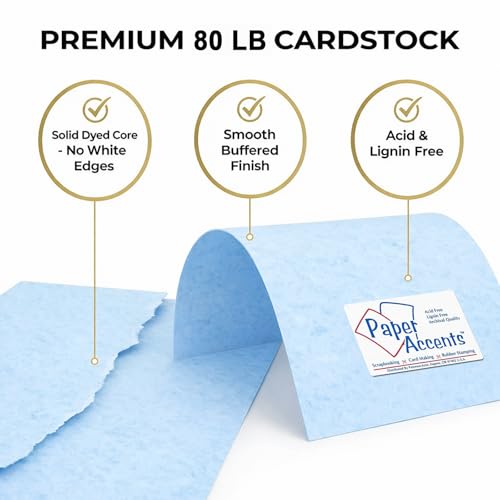 Papier bleu boucher Accent 12x12 d'exception 80# pour projets de luxe