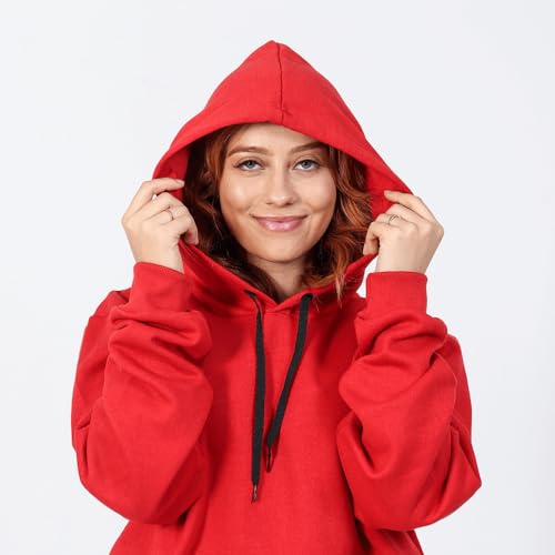 Blusa Moletom Feminina Bolso Canguru com Capuz Algodão Flanelada Lisa sem Estampa Unissex (BR, Alfa,