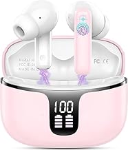 xinwld Cuffie Bluetooth, display a LED, cuffie senza fili, Bluetooth 5.3, auricolari con 4 ENC Mic, IP7, impermeabili, senza fili, bassi profondi, 40 ore, senza fili, cancellazione del rumore