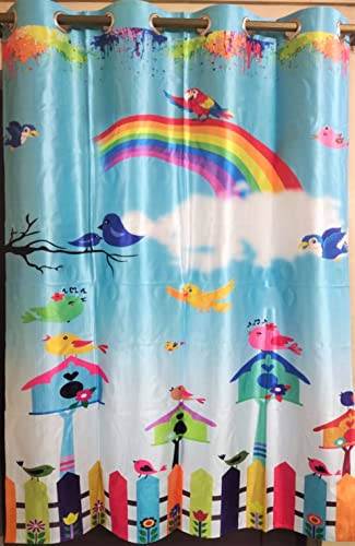 Image of Premium Fabric Kids Room Curtains 9 Feet Long Set of 2 Pcs, Rainbow Design