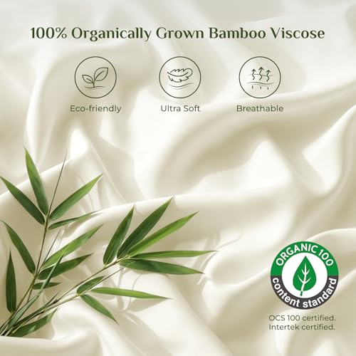 Image of BEDELITE Bamboo Viscose Sheet Set, Full Size, 4 Pieces, Ivory