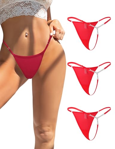 Image of comeondea G String Thongs for Women Rhinestone T-back Tangas Mesh Underwear | Low Rise Micro G-string Underwear Shine Cheeky Bikini, Adjustable Waist, Sheer Mesh, Plus Size, Sexy Lingerie, XS-4XL