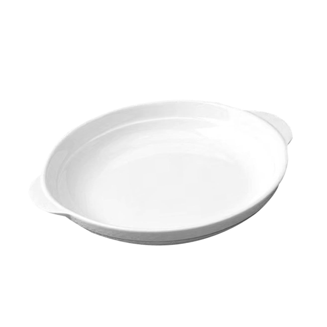 SOLUSTRE Ceramic Double Handle Plate for Baking Versatile Dish for Soups Steamed Eggs and Seafood Microwave and Oven Safe for Home and Hospitality Use