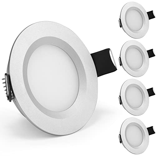 Gr4tec Focos LED Interior Techo 12V, 4x 3W Ojos de Buey LED Luz Calida 3000K 240lm 84Ra, IP44 Foco LED 12V Ultrafino Agujero 58-62mm, Aluminio Downlight LED Para Camper Cocina Armarios