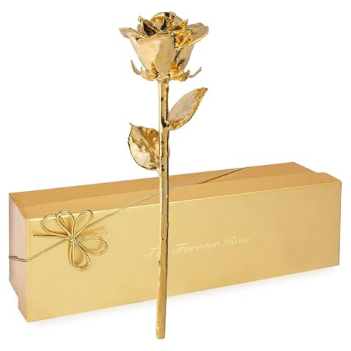 Forever Rose 24K Gold Dipped Real Rose Handmade in Bloom Box & Vase | Long Lasting Romantic Gift for Anniversary Valentines Day Mothers Day Birthday Wedding Wife Girlfriend product thumbnail 10
