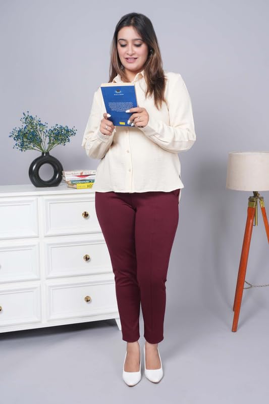 Image of Mlada Women's Solid Cotton Lycra High Waist Ankle Length Tummy Tucker Jeggings Trouser with 2 Side Pockets | Office Wear Summer Pants | Regular Fit, Stretchable, Comfortable & Stylish Everyday Bottoms