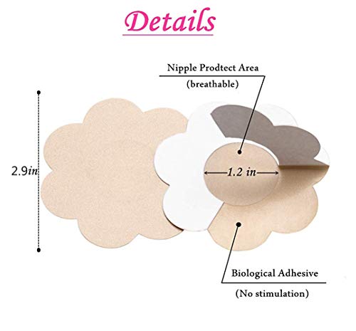 STURME 20 Pairs Nipple Covers Disposable, Breast Pasties Comfortable & Natural, Adhesive Satin Petals Pasties for Women2