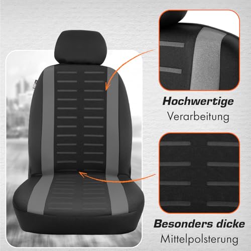 Upgrade4cars Autositzbezüge Set Universal | Auto-Schonbezüge für die Vordersitze & Rückbank in Grau