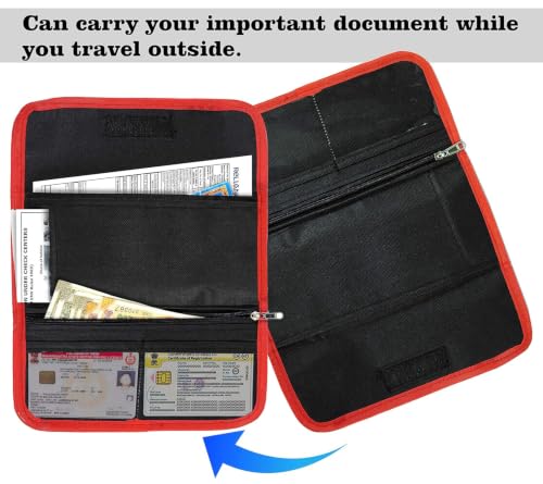 Image of Storite Two Wheeler /Car Document Holder, Vehicle Document Storage Wallet for Registration & Insurance Card, Driving Licence, RC Book, PUC- Brown-23.5 x 11 cm (2Pk-Red /Black)