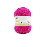 Clisil 250gram Sparkle Hot Pink Acrylic Yarn Knit Crochet Project Yarn Metallic DIY Blanket Beanie D