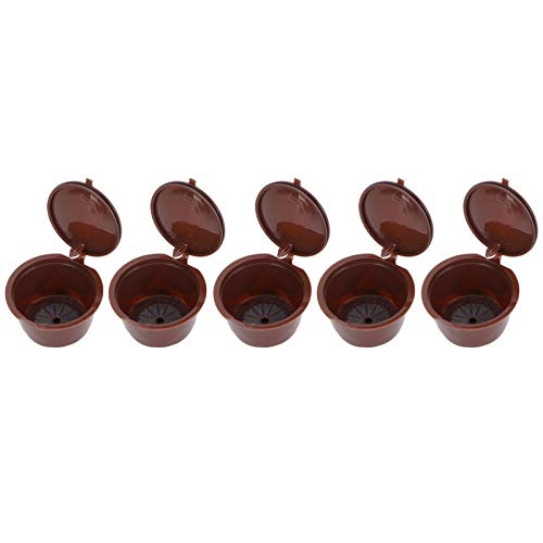 Haofy Cápsulas de café Reutilizables, PP de Grado Alimenticio y Cápsulas Recargables de Acero Inoxidable 304, Kit de Filtro de café Fácil de Usar para Máquinas (5 tazas + 1 cuchara + 1 cepillo)