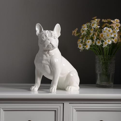 Estatua Bulldog Francés Blanca 25 cm Decoración Interior miniatura 1