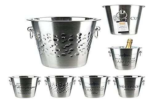 Saveur &d gustation KV7014 Champagne Bucket, Stainless Steel, Grey, 22.4 x 22.4 x 21 cm