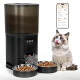 Automatic Cat Feeder with Camera, 7 Litre Dual Bowl Automatic Dog Feeder with HD Video and Night Vision, 5G/2.4G WiFi ，SD Card Storage and Two-Way Audio