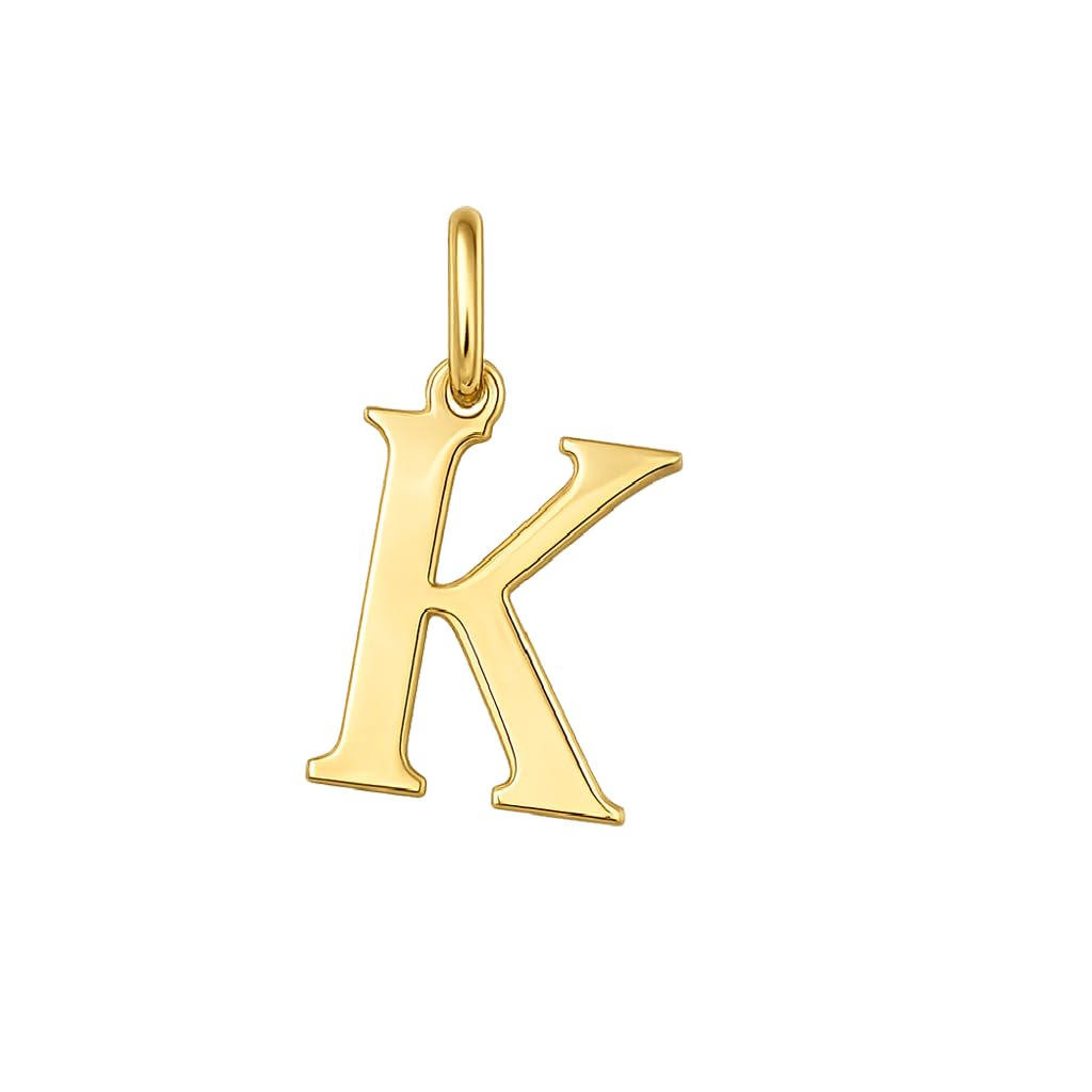 Rodium – Buchstabenanhänger K aus 585er Gelbgold – 14-Karat-Initialen-Anhänger für Halskette oder Armband – Geschenk für Frauen – hergestellt in Italien