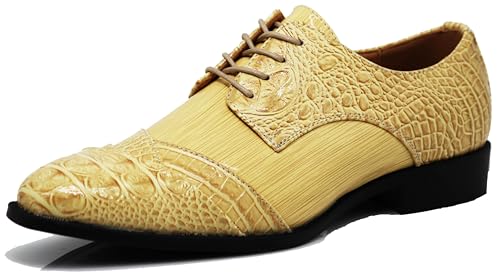Image of STW Men's Alligator Crocodile Print Oxfords Fashion Lace Up Dress Shoes