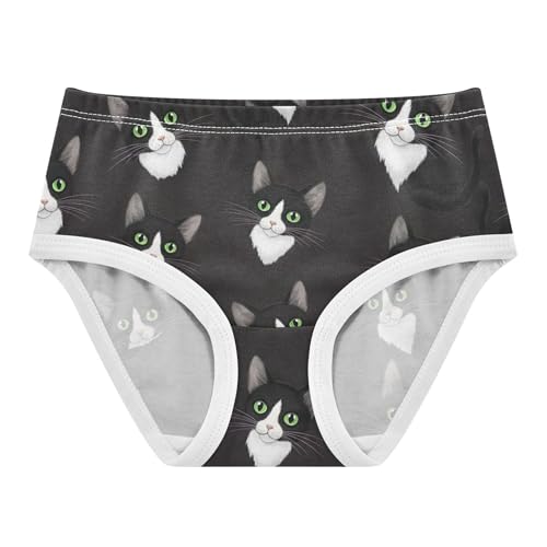 Cute Black White Cats Toddler Underwear Floral 2t Cotton Panties for Girl Fancy Kids Briefs Undies