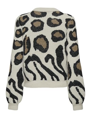JDY Damen Jdylorraine Animal L/S KNT Noos Strickpullover, Cement, Black, XS EU – Ansicht 3