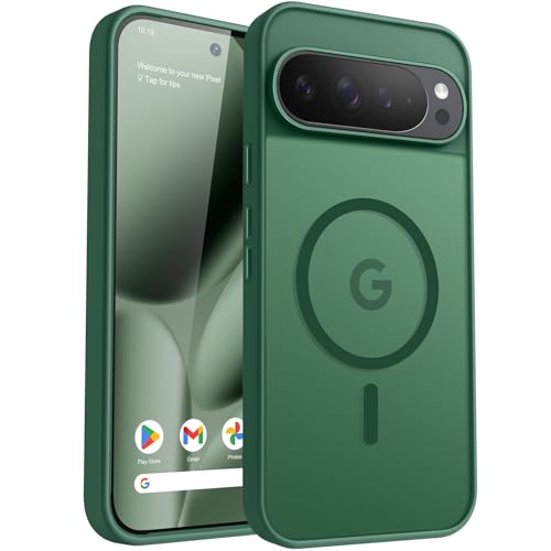 PuyaTeya für Google Pixel 10 pro XL Hülle mit Magnetisch Militärschutz Transluzent matt stoßfest Anti-Kratzen/Anti-Fingerprint/Anti-Glatte Handyhülle für Google Pixel 10 pro XL (Dunkel Grün)