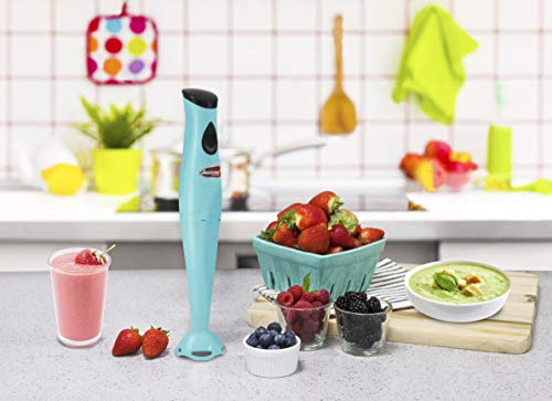 Elite Gourmet Ehb-2425Bl Electric Immersion Hand Blender, Mixer, Chopper, 1-Touch Control Multi Purpose Electric Immersion Stick, Mixer, Chopper, 150 Watts, For Soups, Sauces, Baby Food, Blue #TOP6