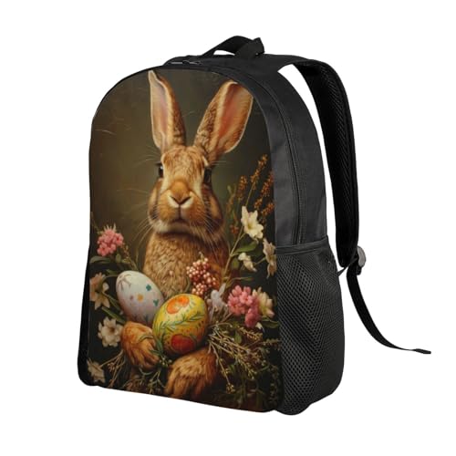 Beautiful Backpack Rabbit Eggs Floral 16 Inch Large Durable Book Bag Double Zipper Backpack Unisex2