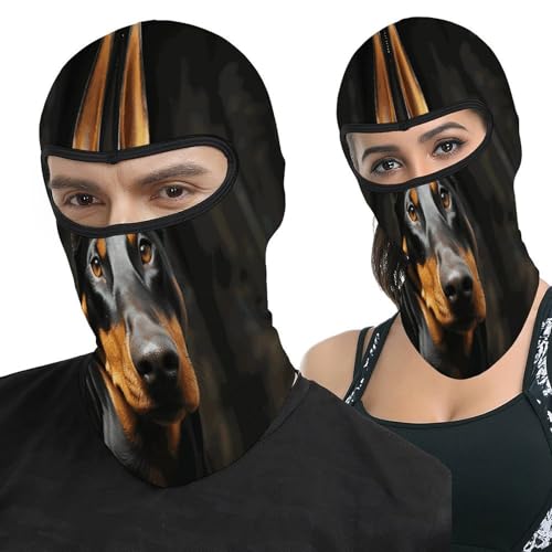 Máscara de esquí para hombres y mujeres con estampado Doberman, balaclava térmica, máscara facial para frío, equipo de motocicleta, máscara de invierno para mujeres y hombres miniatura 1