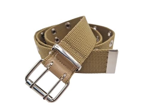 Double Grommet Belt Canvas Punk Style Web Belt Double Eyelet for Women Men Jeans 2 Hole Belts 1.5'' Wide3