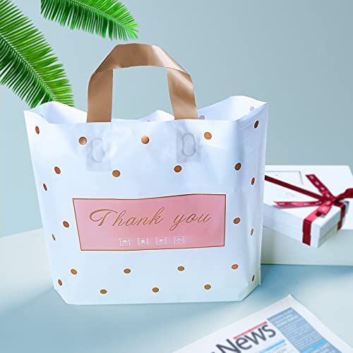 Thank You Bags Shopping Bags, 50 Pack Bulk Merchandise Bags Plastic Boutique Bags For Small Business Retail Bags For Customers Parties Favors Goody Bags(Medium,12"X14") #TOP4