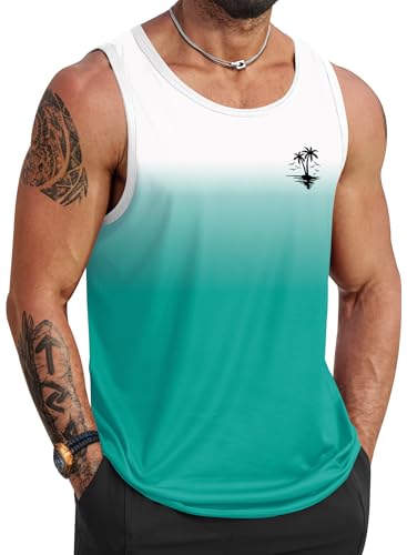Image of VOGSTART Mens Hawaiian Beach Tank Tops Summer Vacation Muscle Top Graphic Sleeveless Shirts (S-3XL)