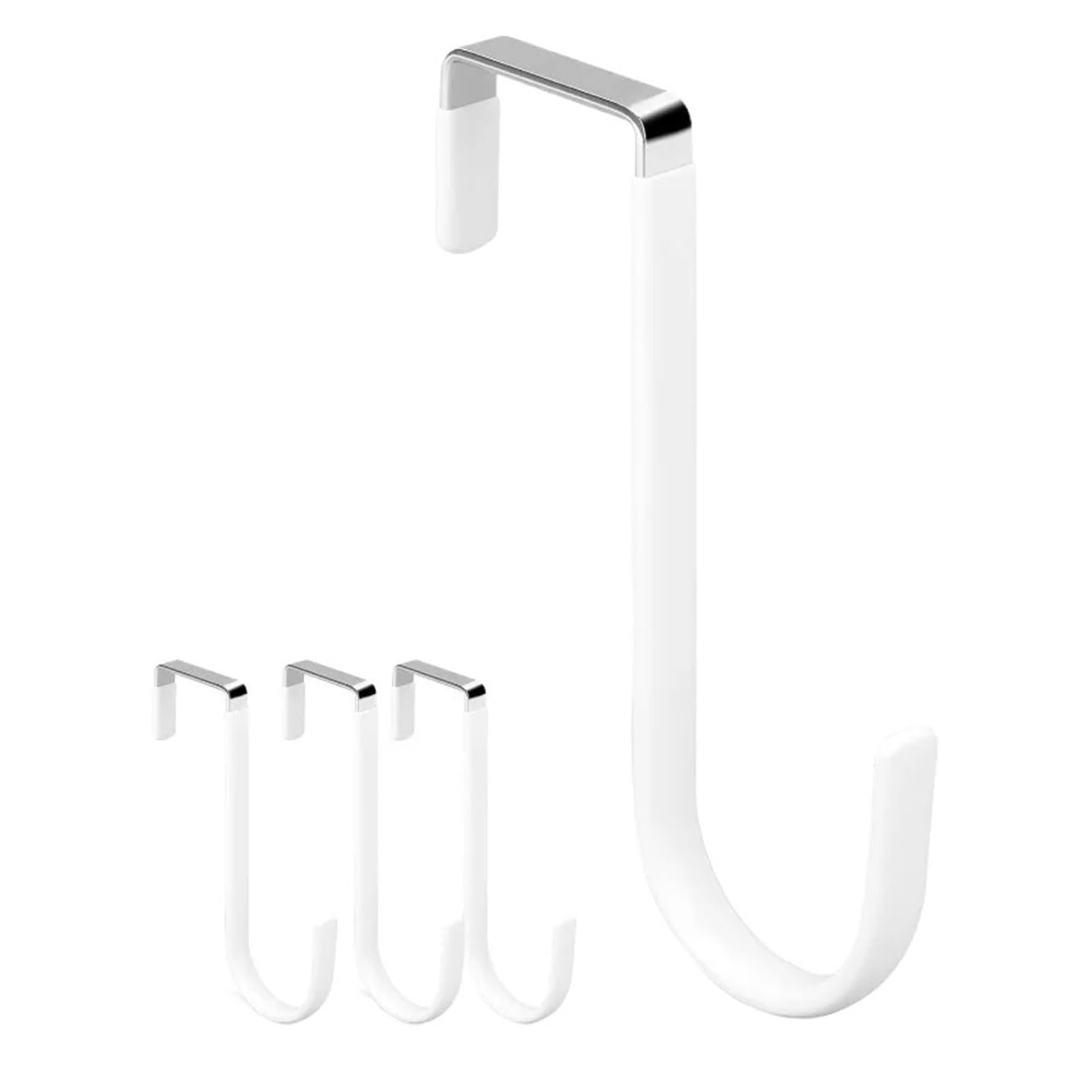 BARRINS Over The Door Hooks Over Door Hooks, 4 Pack - Soft Rubber, Prevent Scratches, for Hanging Clothes, Towels, Bags in Bathroom, Bedroom, Kitchen