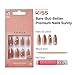 KISS False Nails Kit, Bare but Better Ready to Wear Sculpted Nails, Stick and Glue Included, Long Length, Almond Shape with Pearl Rhinestones, Long-Lasting Hottest Trend Glue on Nails