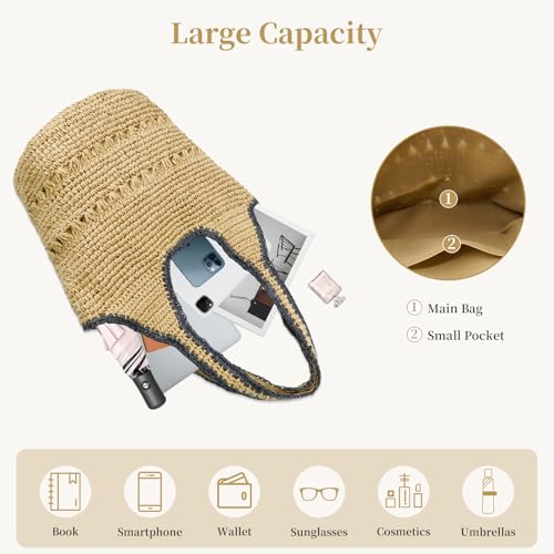 Image of Crescent Straw Shoulder Handbag for Women Summer Beach Tote Raffia Woven Purse Hobo Underarm Bag 2026