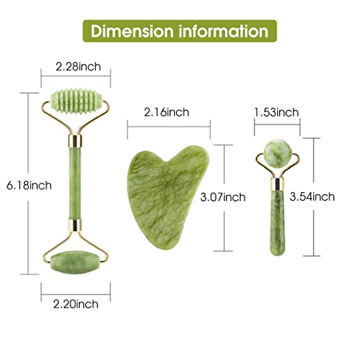 Image of MAYCREATE Jade Roller & Gua Sha Tool Face Massager 100% Natural Puffiness Facial Skin Massager with Gua Sha for Neck Skin, Cheeks Slimmer with Gift Box | Daily Facial Massage, Helps Reduce the Look of Puffiness, Natural Jade Stone, Handheld Design