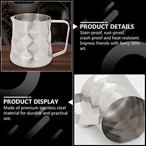 HEMOTON Jarra espumoso de Leche 350 ml Jarra de Vapor de Acero Inoxidable Leche café Capuchino Latte Art Barista Jarra… - Imagen 6