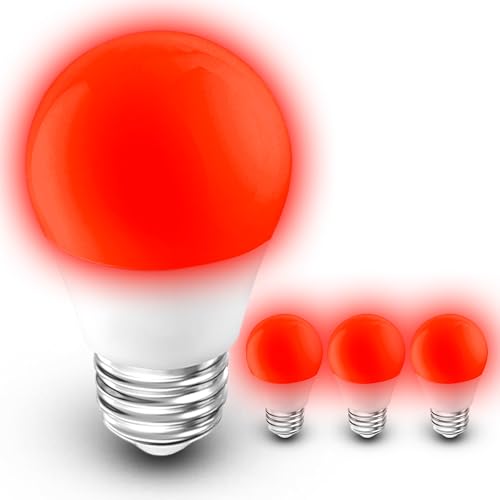 Image of Red Light Bulbs for Sleep, 100% Blue Light Blocking,A15 3W Red Night Light | Red LED Bulbs 25w-40w Equivalent, E26 Base for Bedroom Sleep,Baby Nursery,Porch,Holiday Christmas Lighting,Non-Dimmable,4Pack