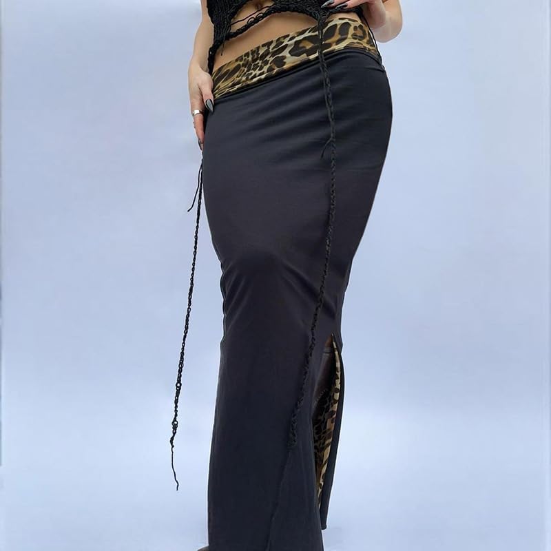 Leopard Print Skirt Cheetah Print Long Skirts for Women Trendy Y2k Summer Skirts Maxi Skirt - Image 5