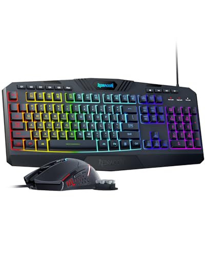 Redragon Updated S101 Programmable Gaming Keyboard and Mouse, RGB Backlit Keyboard Mouse with...